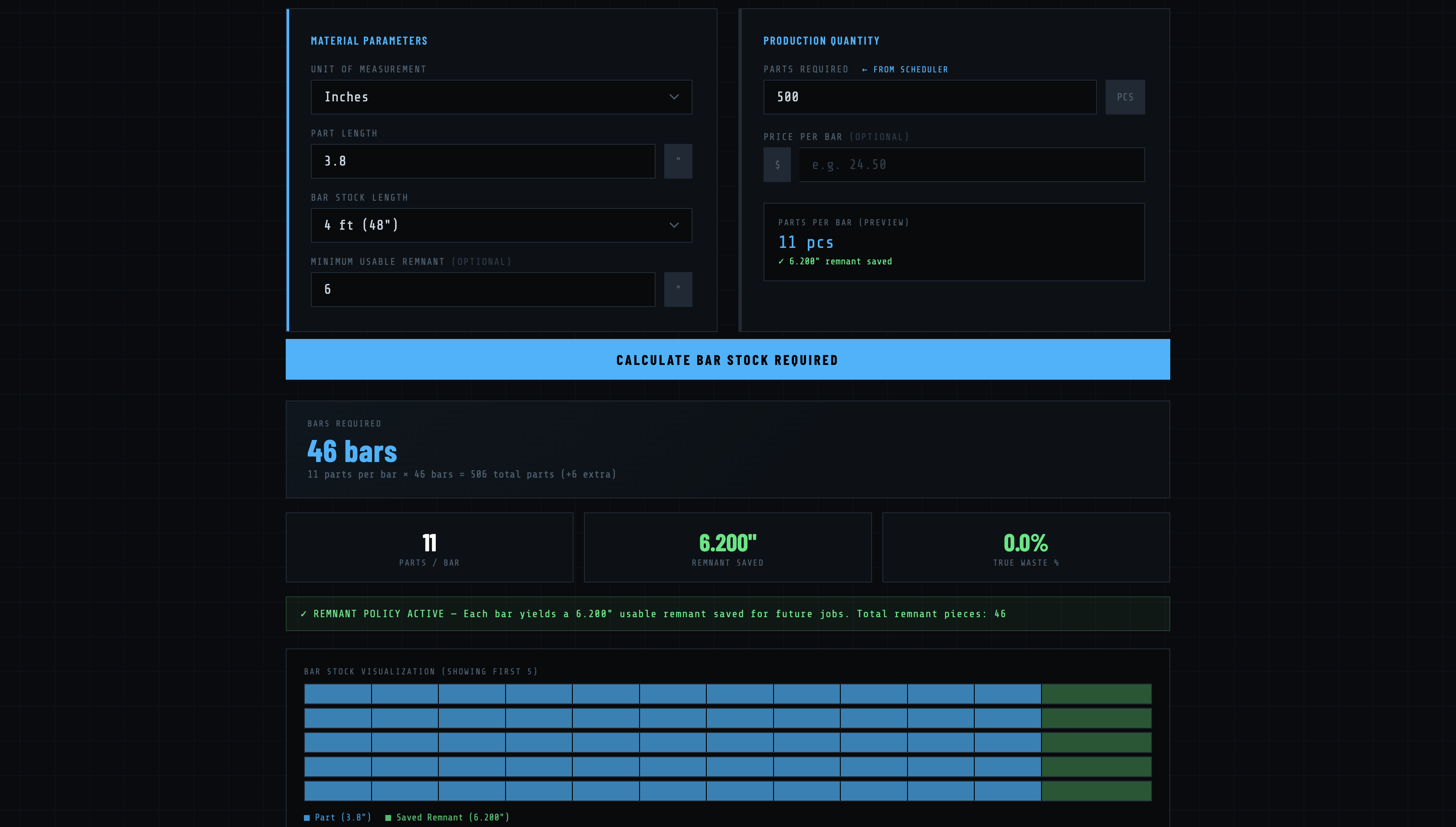 Bar Stock Calculator